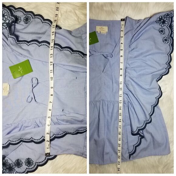 NWT|Kate Spade Blue Daisy Ruffle Blouse, XS - Picture 5 of 6